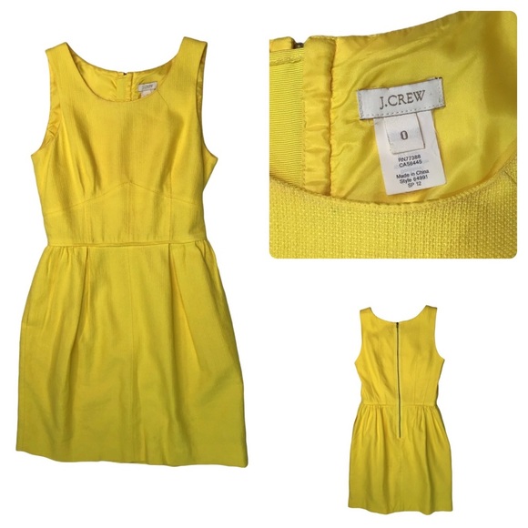 J. Crew Basket Weave Sleeveless A-Line Shift Career Work Dress Yellow 64991 Sz 0 - Picture 3 of 16